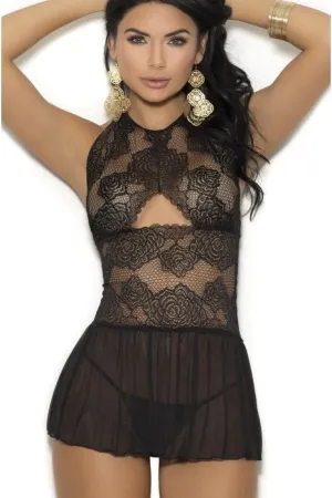 Lace Babydoll With Keyhole Front And Matching G-String