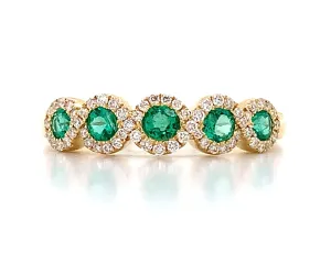 Ladies 5 Stone Emerald & Diamond Ring