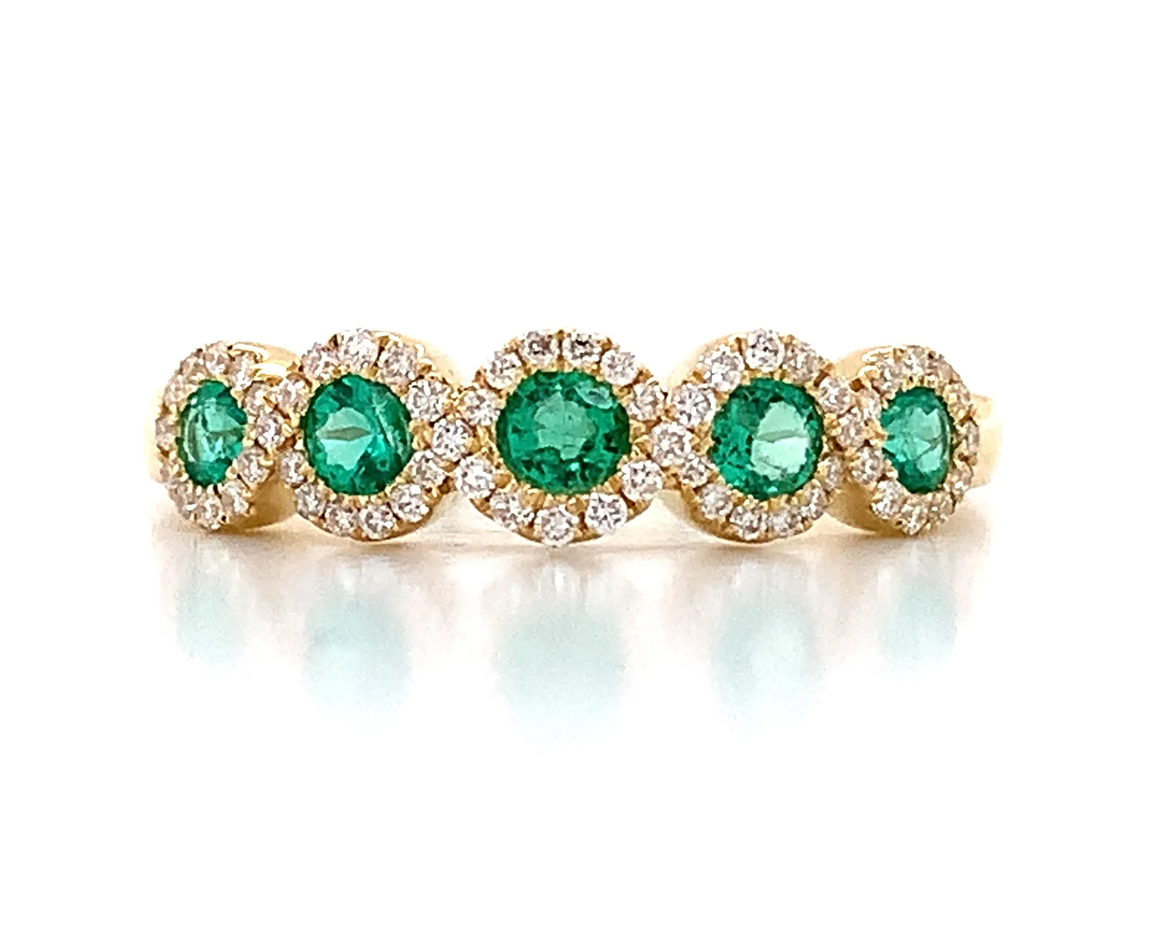 Ladies 5 Stone Emerald & Diamond Ring