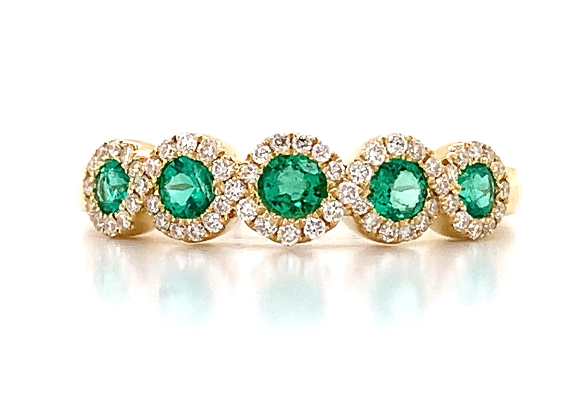 Ladies 5 Stone Emerald & Diamond Ring