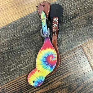 Ladies Tye Dye  leather spur straps