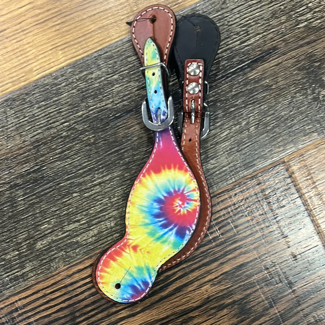 Ladies Tye Dye  leather spur straps