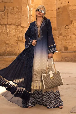 Latest Pakistani designer embroidered eid outfit in elegant blue color # E2212