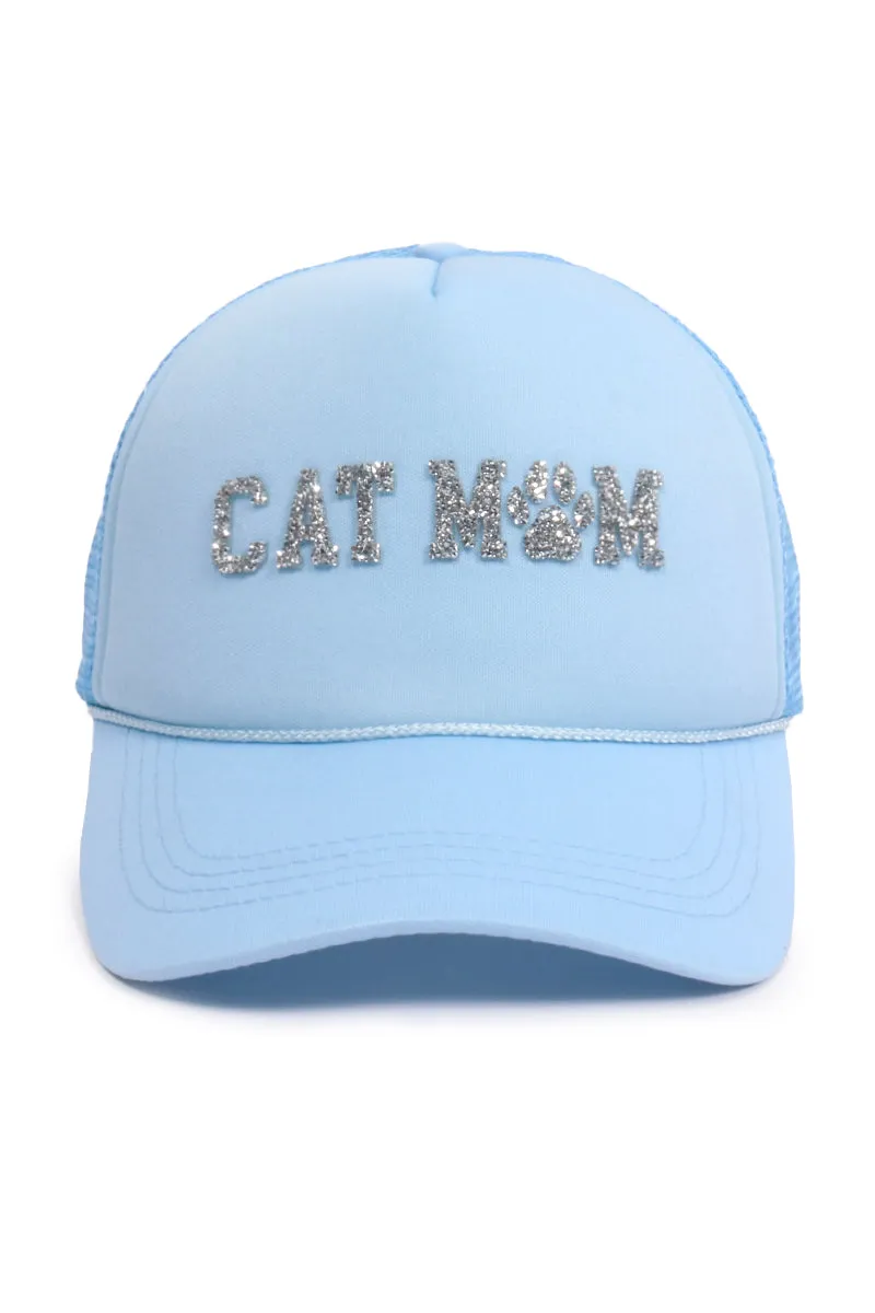 LCAPM3174 - Bling Cat Mom Stone Mesh Back Trucker Hat