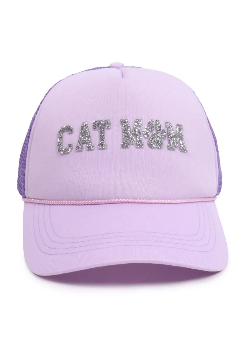 LCAPM3174 - Bling Cat Mom Stone Mesh Back Trucker Hat