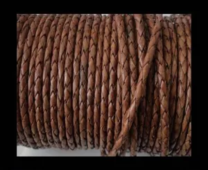Leather Braided Walnut Keychain