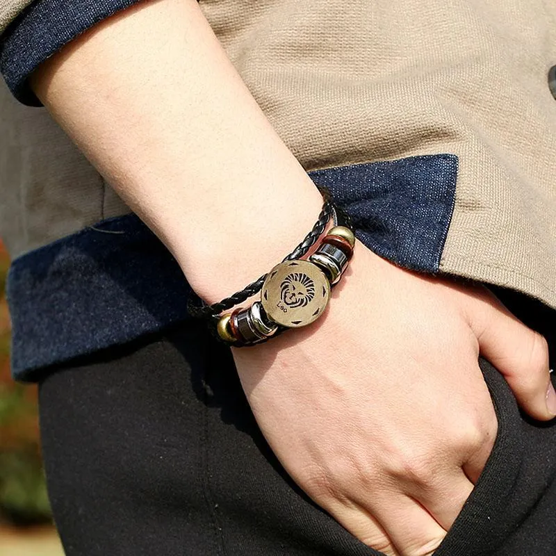Leo Zodiac Leather Bracelet