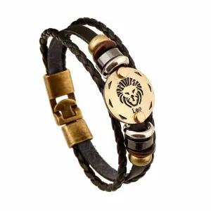 Leo Zodiac Leather Bracelet