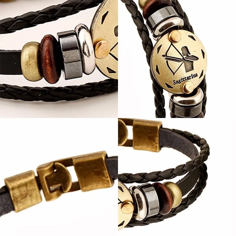 Leo Zodiac Leather Bracelet