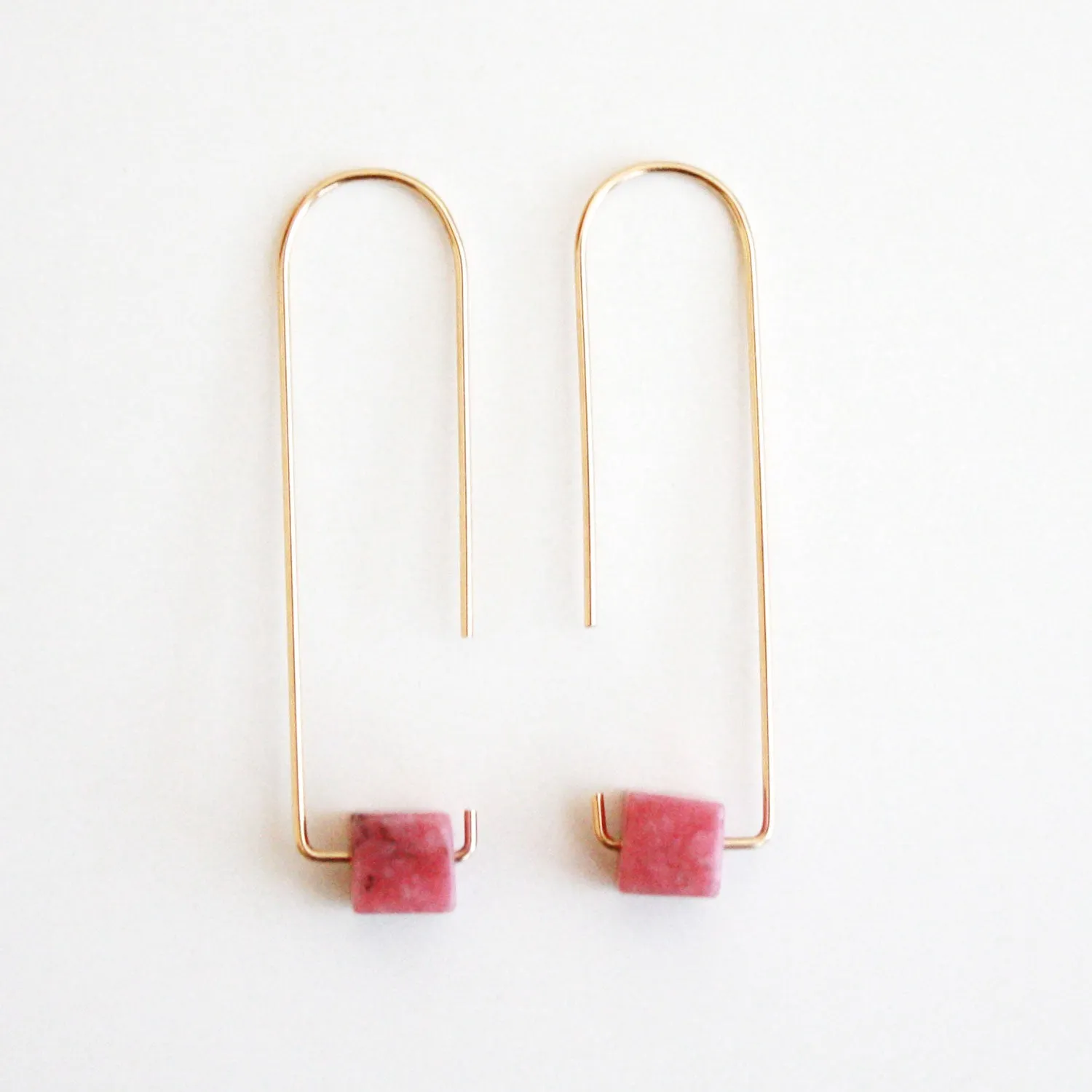 Long Hook Earrings - Gemstones