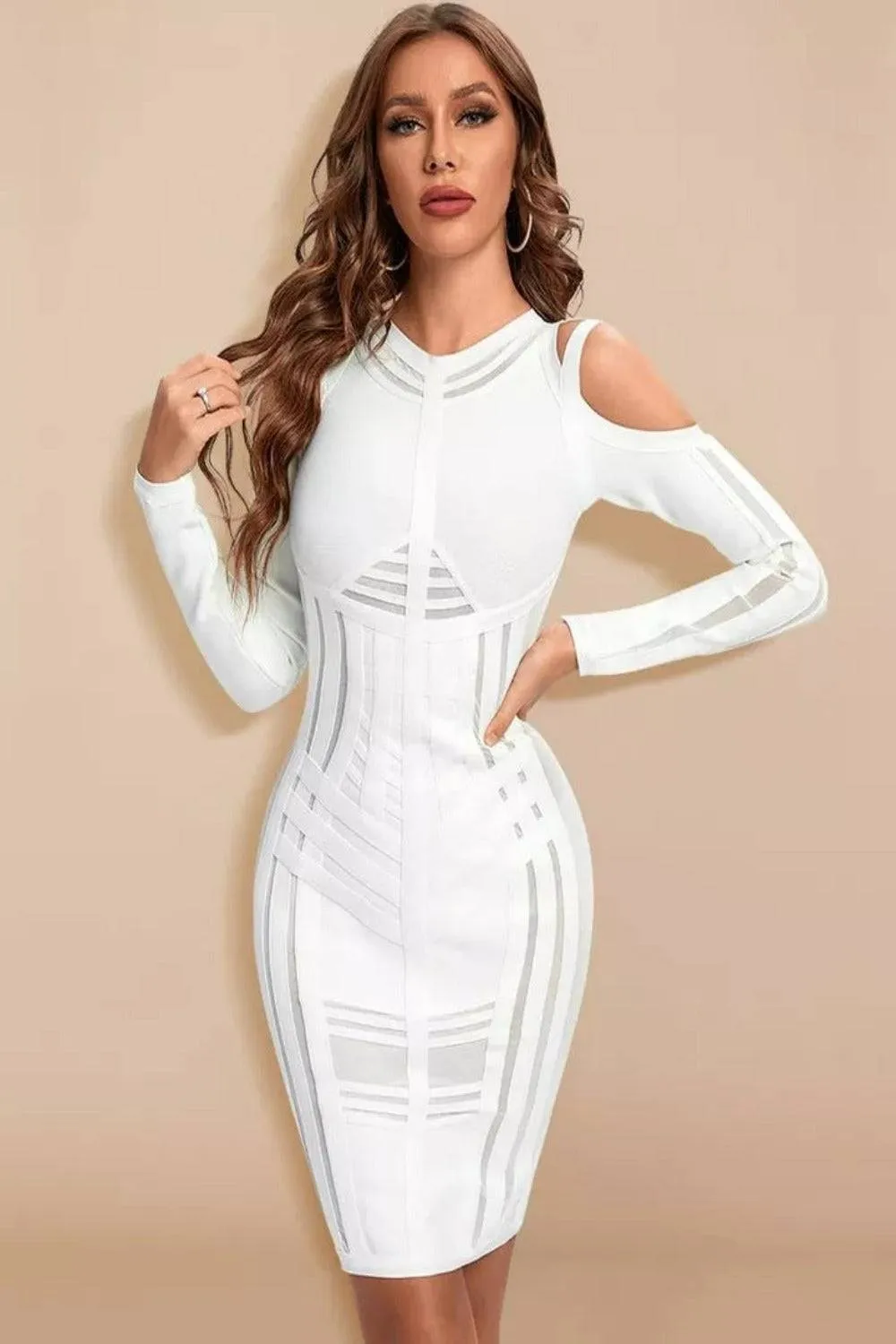 Long Sleeve White Bodycon Mini Dress
