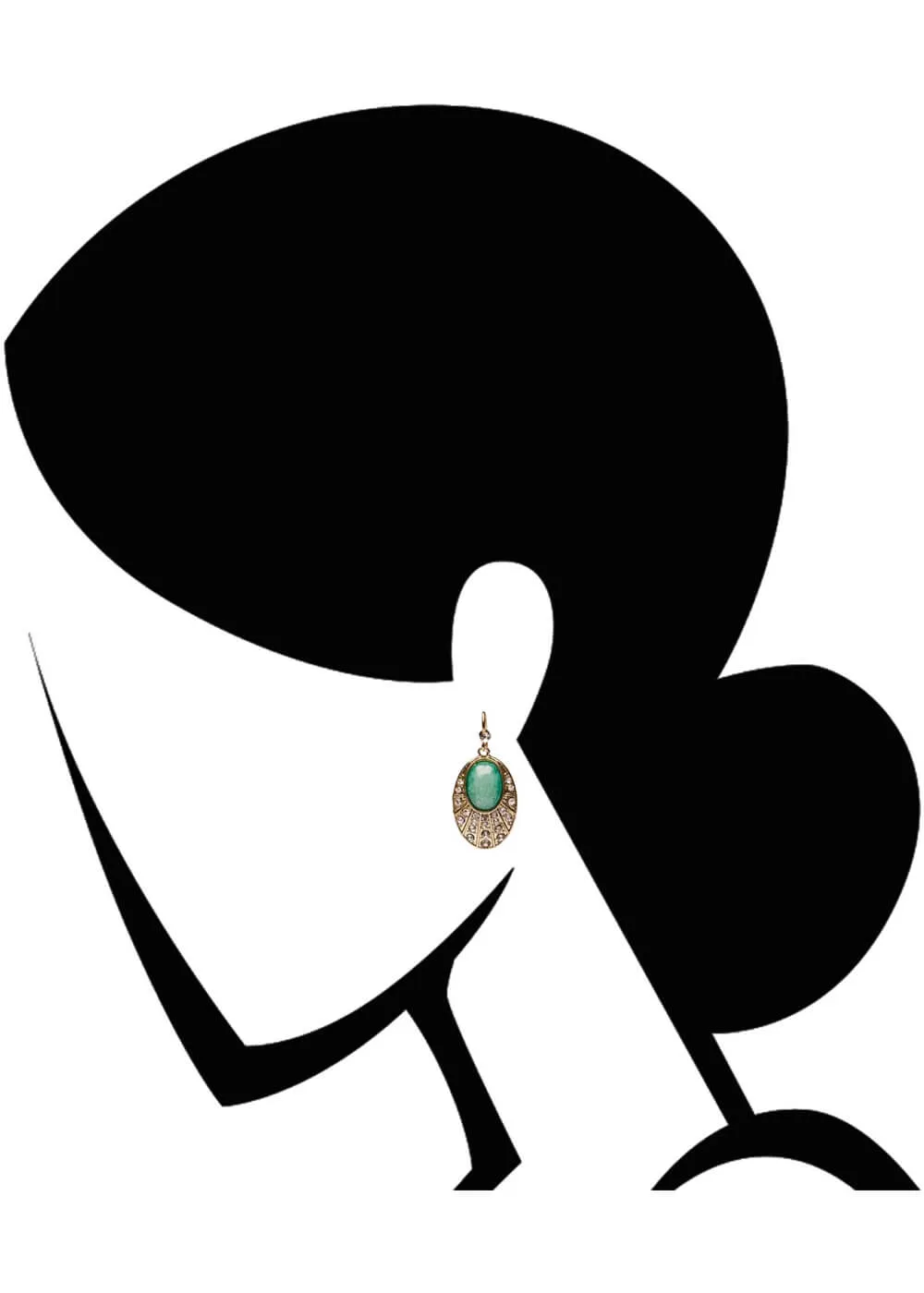 Love Vintage Oval Agate Deco Earrings Green