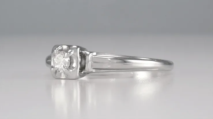 Macie 1930's Vintage Diamond Engagement Ring in 18K White Gold