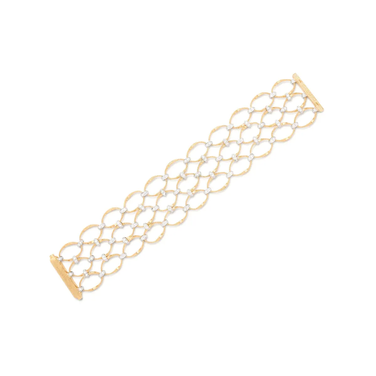 Marco Bicego Marrakech Onde Diamond Flat Link Three-Strand Bracelet