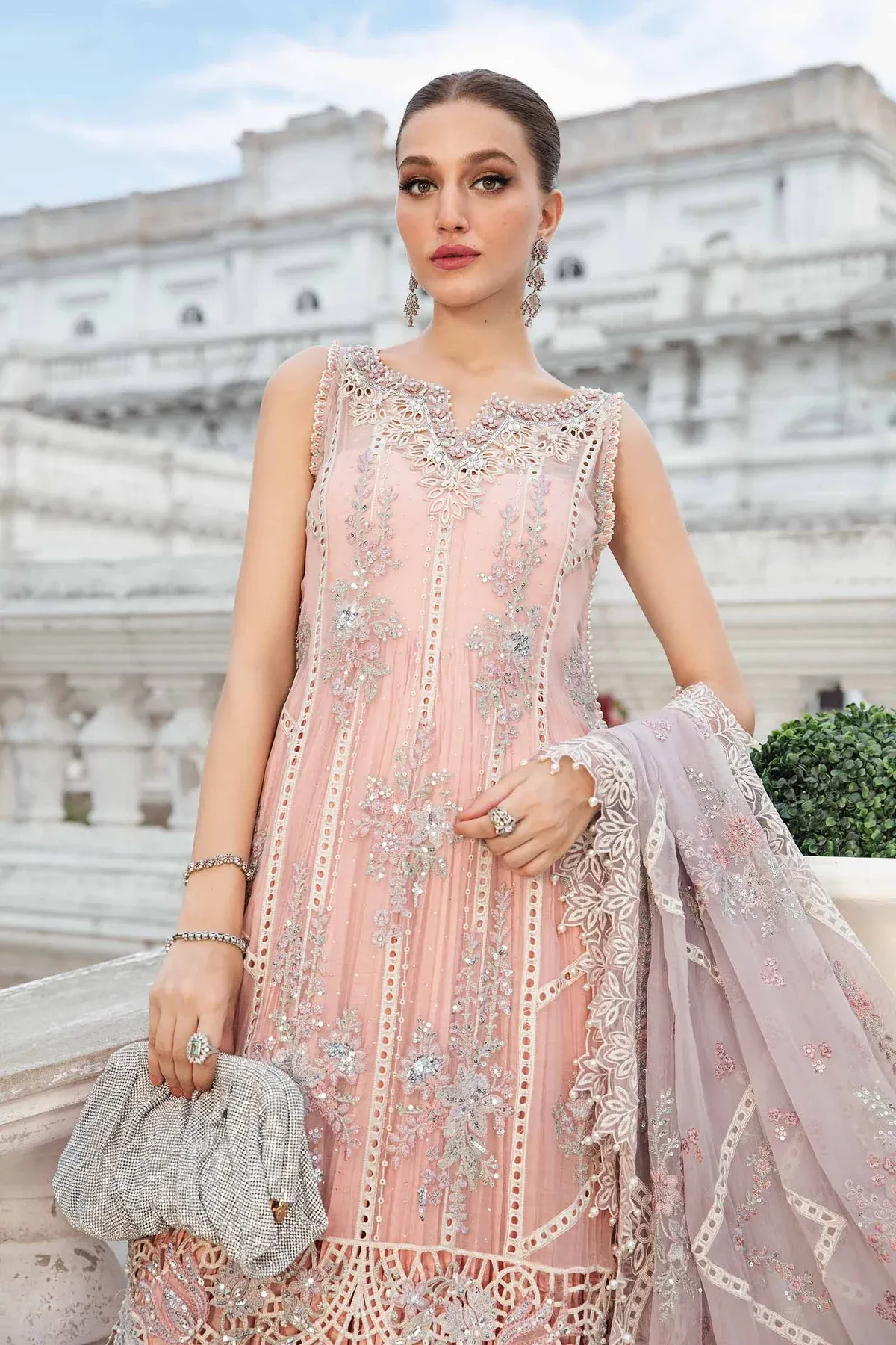 Maria.B Luxury Pure Chiffon Unstitched Embroidered 3 Pieces Suit MPC-24-106