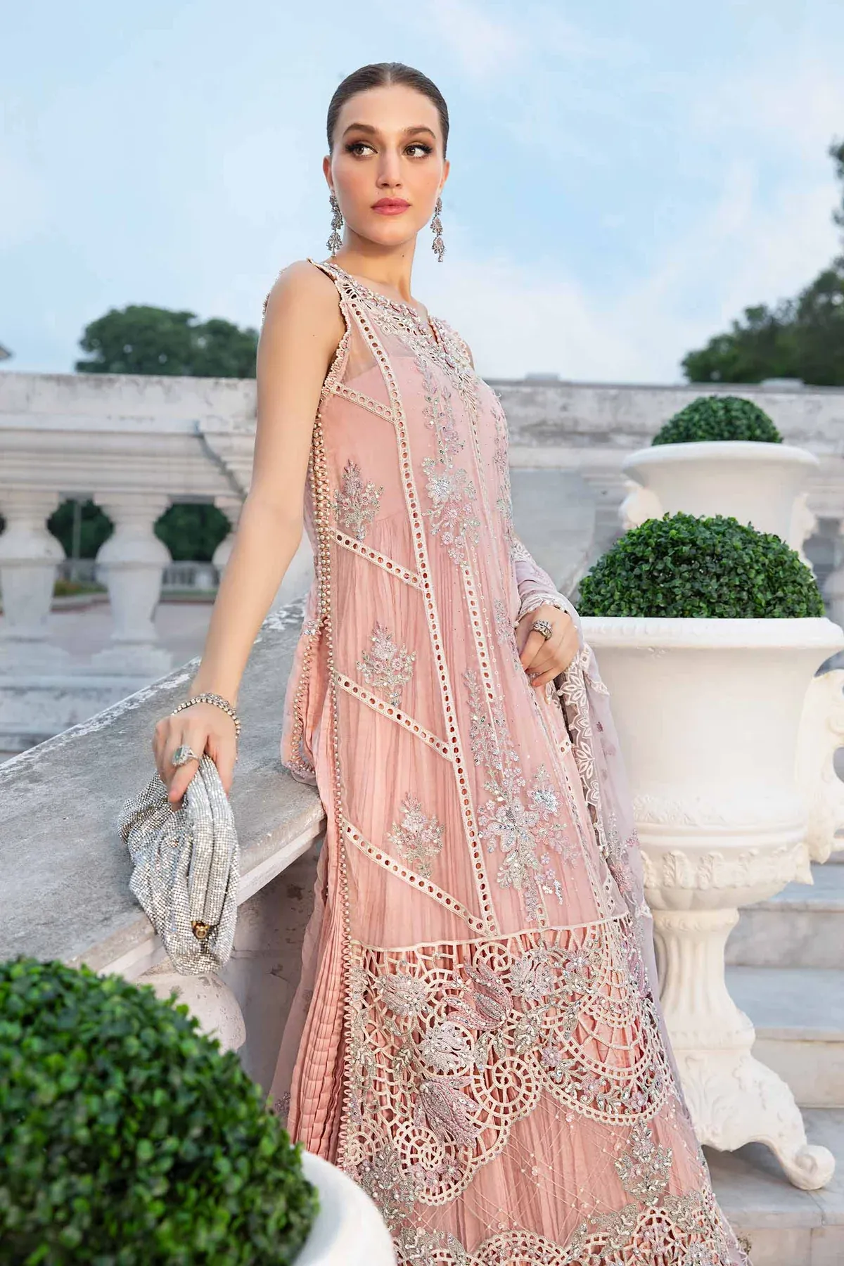 Maria.B Luxury Pure Chiffon Unstitched Embroidered 3 Pieces Suit MPC-24-106