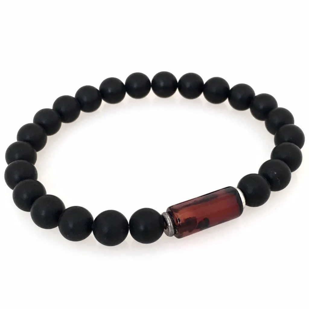 Matte Onyx & Carnelian Stretch Men's Bracelet