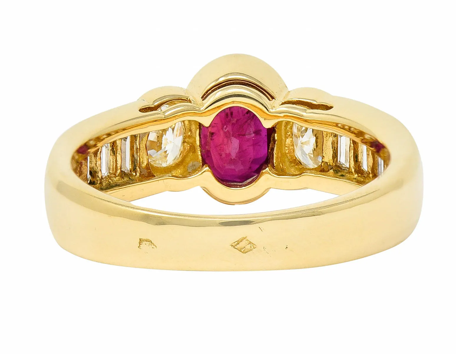 Mellerio Paris Vintage 2.10 CTW Ruby Diamond 18 Karat Gold Gemstone Ring