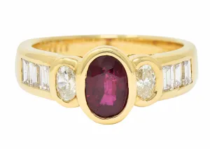 Mellerio Paris Vintage 2.10 CTW Ruby Diamond 18 Karat Gold Gemstone Ring