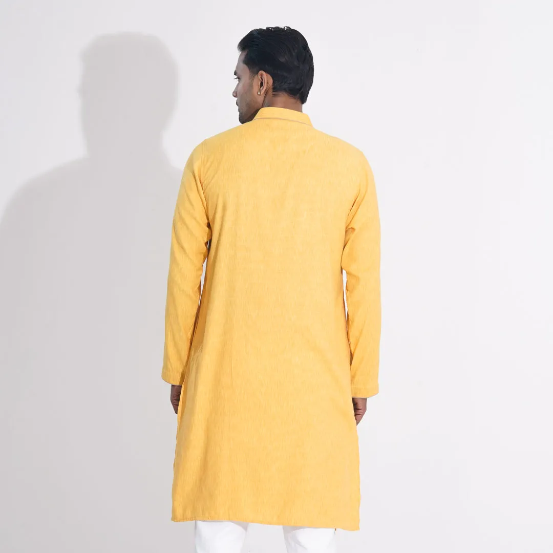 Men Yellow Embroidered Panjabi