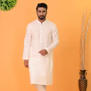 Mens White Embroidered Panjabi