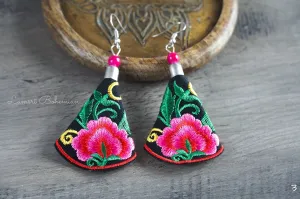 Midnight Bloom Embroidered Earrings