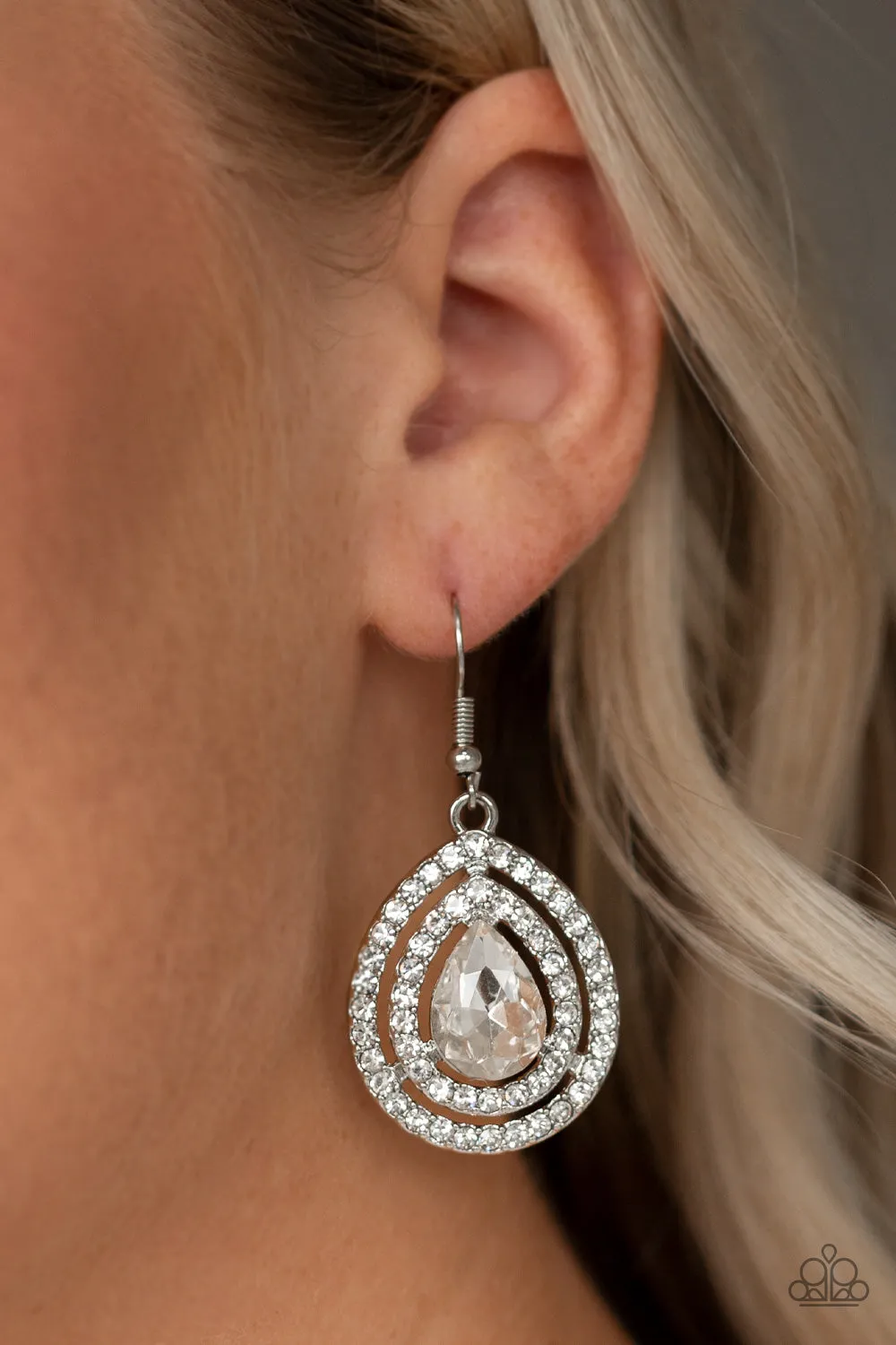 Millionaire Debonair White Earring