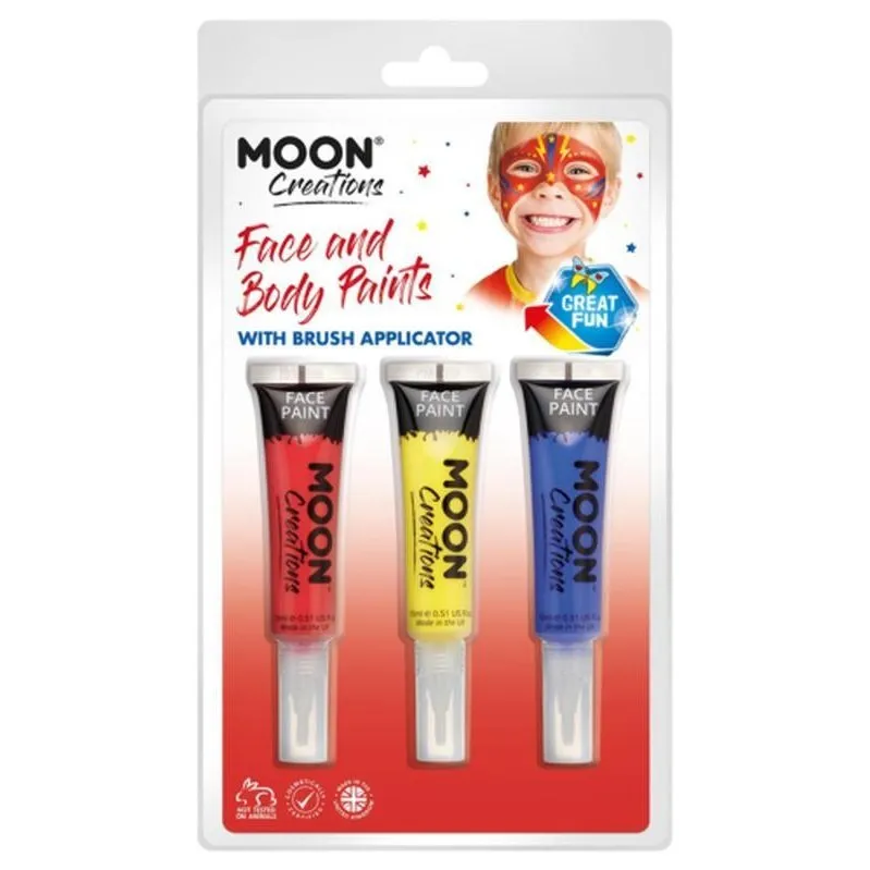 Moon Creations Face & Body Paints And Brush, Superhero