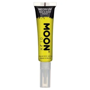 Moon Glow Intense Neon Uv Face Paint, Yellow With Brush Applicator