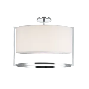 Nagashi Chrome Metal with Fabric Shade 3 Light Flush Mount