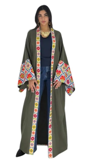 Nagham khaki abaya