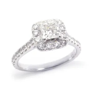 Neil Lane 2.24cttw Halo Diamond Engagement Ring, 1ct Princess Center Diamond 14K