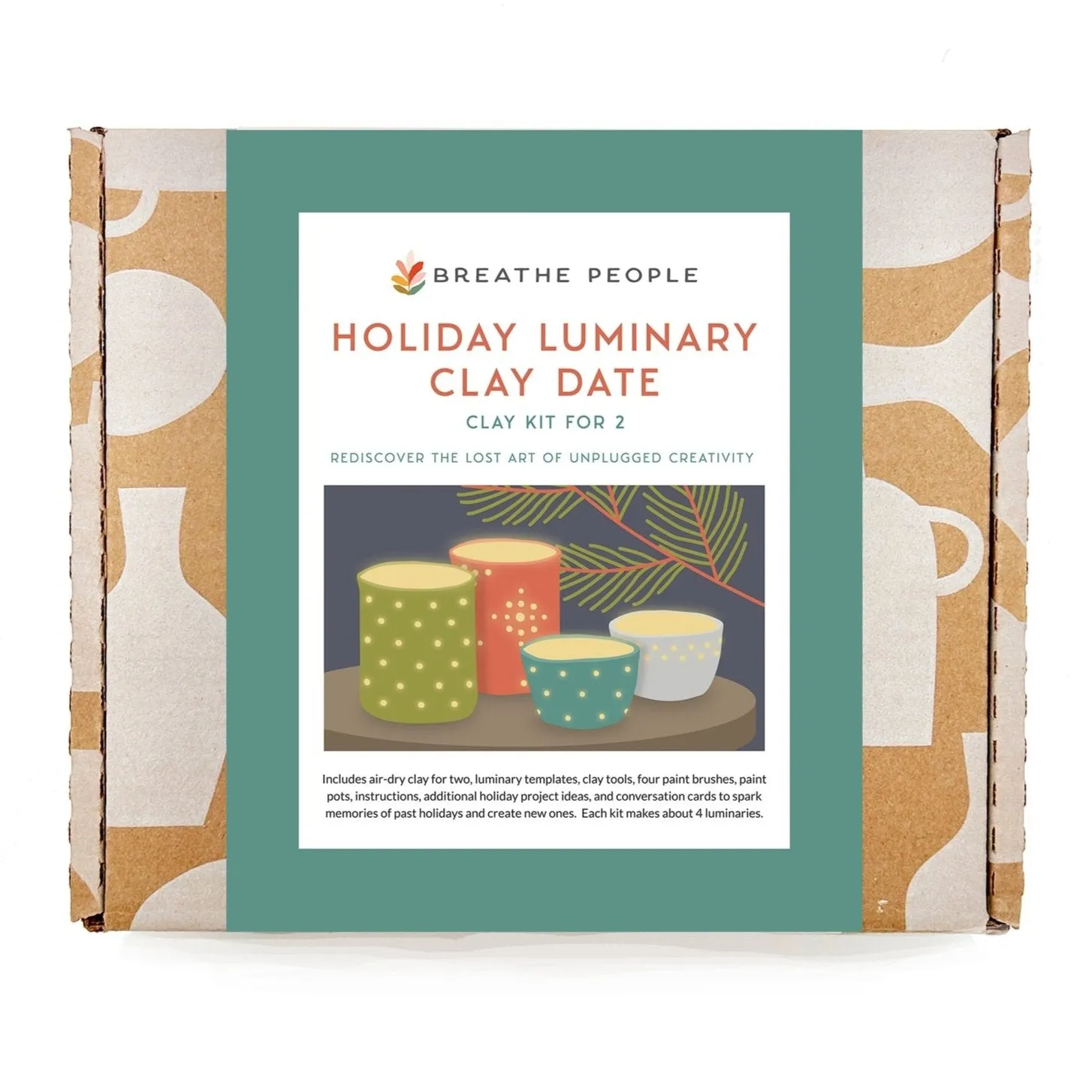 NEW! Holiday Luminaries Clay Date Activity Kit (Clay Kit For Two) by Breathe People