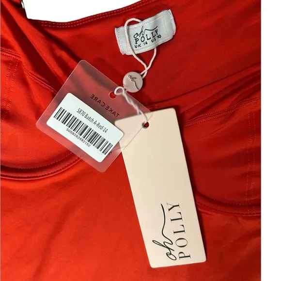 NWT OH POLLY Isolde Long Sleeve Off The Shoulder Maxi Dress In Red Size 10