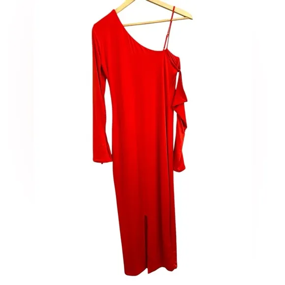 NWT OH POLLY Isolde Long Sleeve Off The Shoulder Maxi Dress In Red Size 10