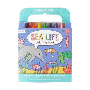 Ooly Carry Along Coloring Book Set - Sea Life - Set of 9 Crayons