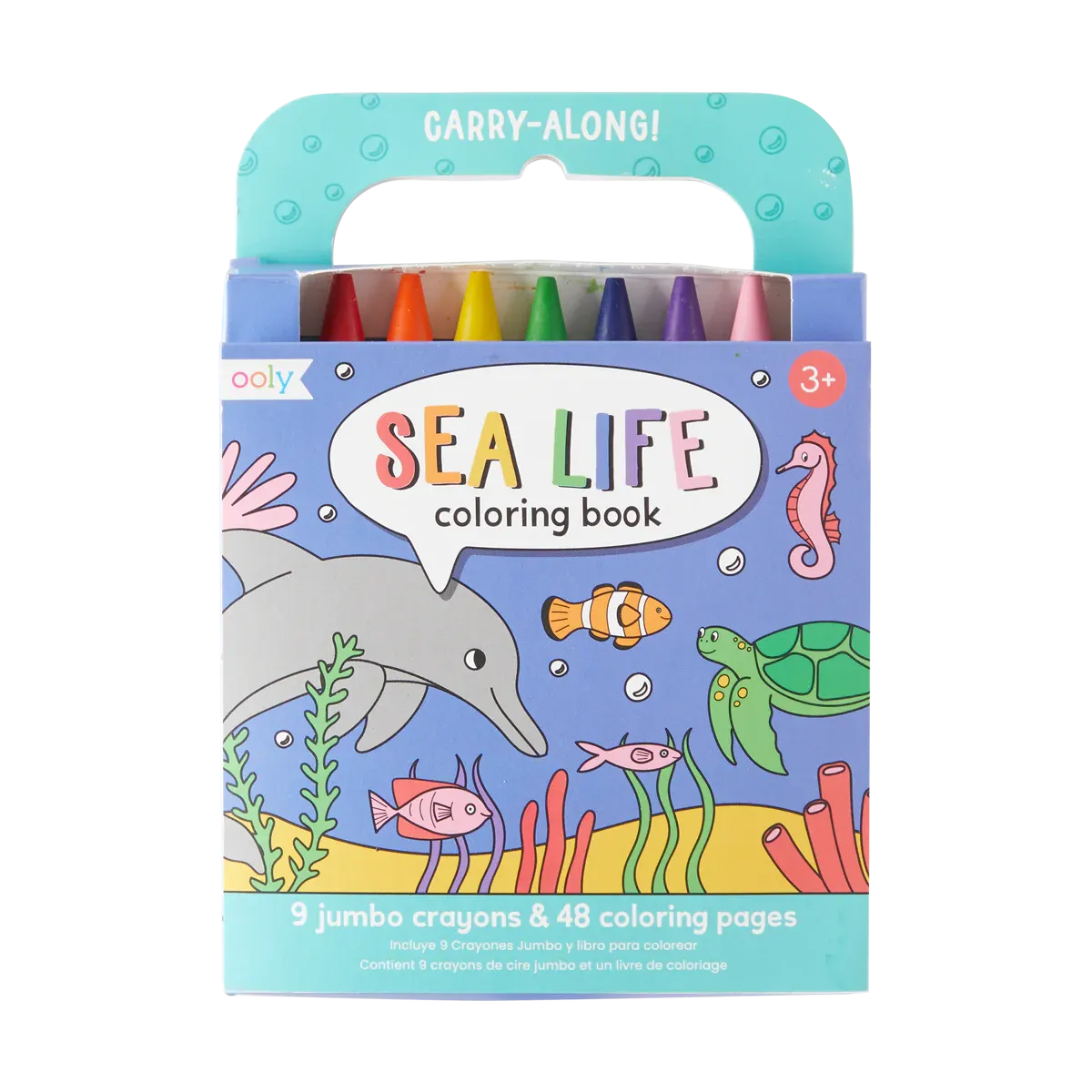 Ooly Carry Along Coloring Book Set - Sea Life - Set of 9 Crayons