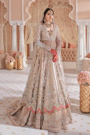 Pakistani Bridal Dress in Open Frock and Lehenga Style