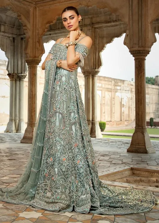 Pakistani Bridal Turquoise Lehnga for Wedding #J5182