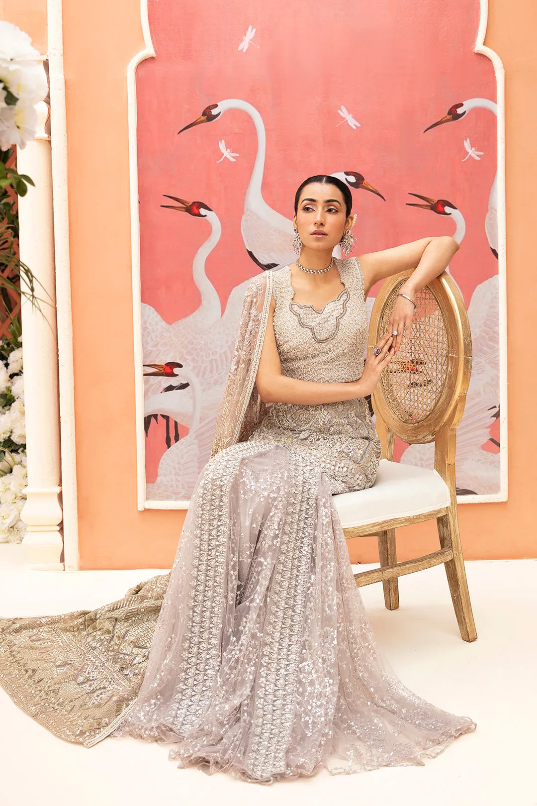 Pakistani Wedding Dress in Fish Lehenga and Choli Style