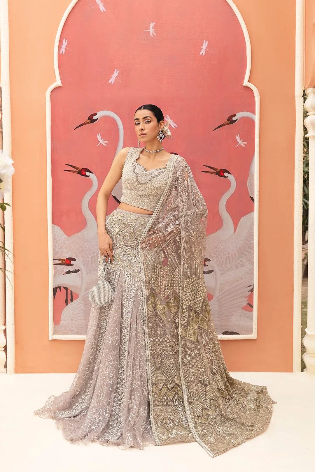 Pakistani Wedding Dress in Fish Lehenga and Choli Style