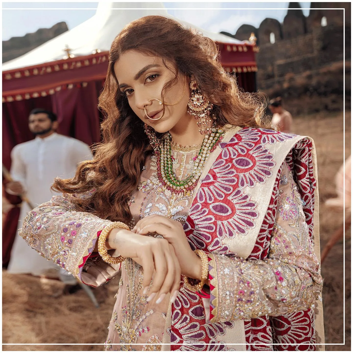 Pakistani Wedding Long Kameez with Sharara Dress #PS860
