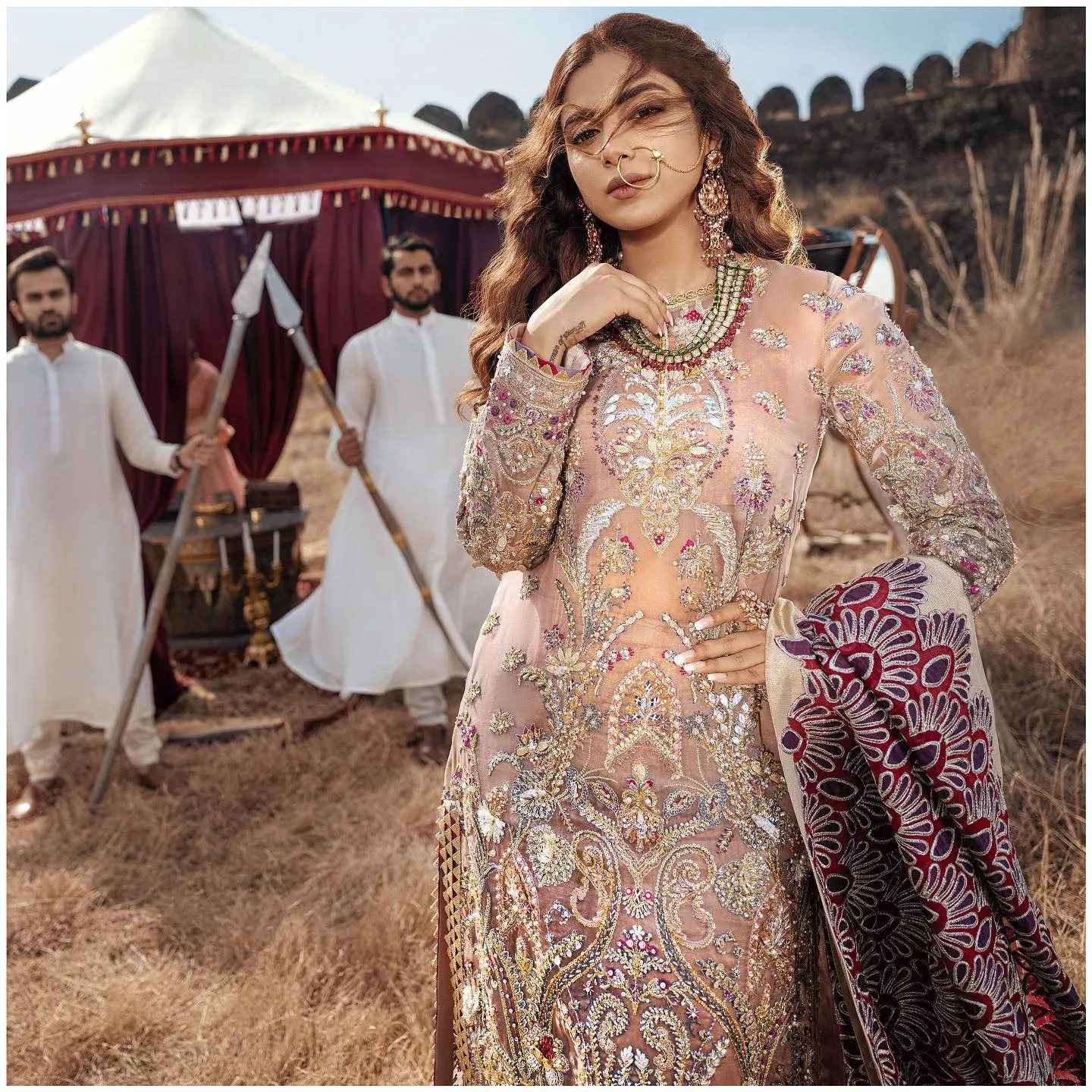 Pakistani Wedding Long Kameez with Sharara Dress #PS860