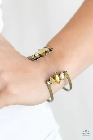 Paparazzi " Glam Power " Brass Metal Aurum & Hematite Rhinestone Cuff Bracelet