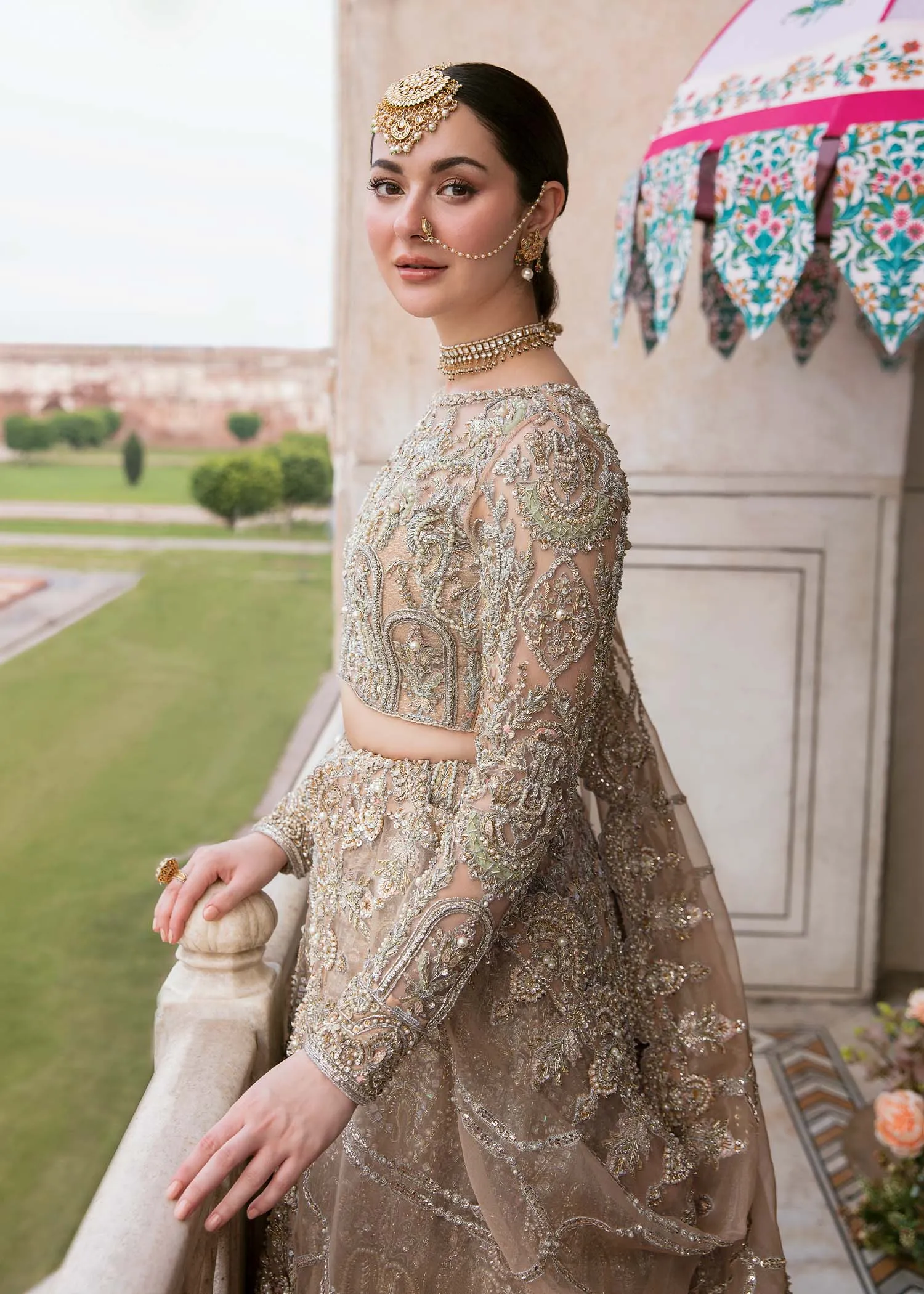 Peach Lehenga Choli Dupatta Pakistani Bridal Dress