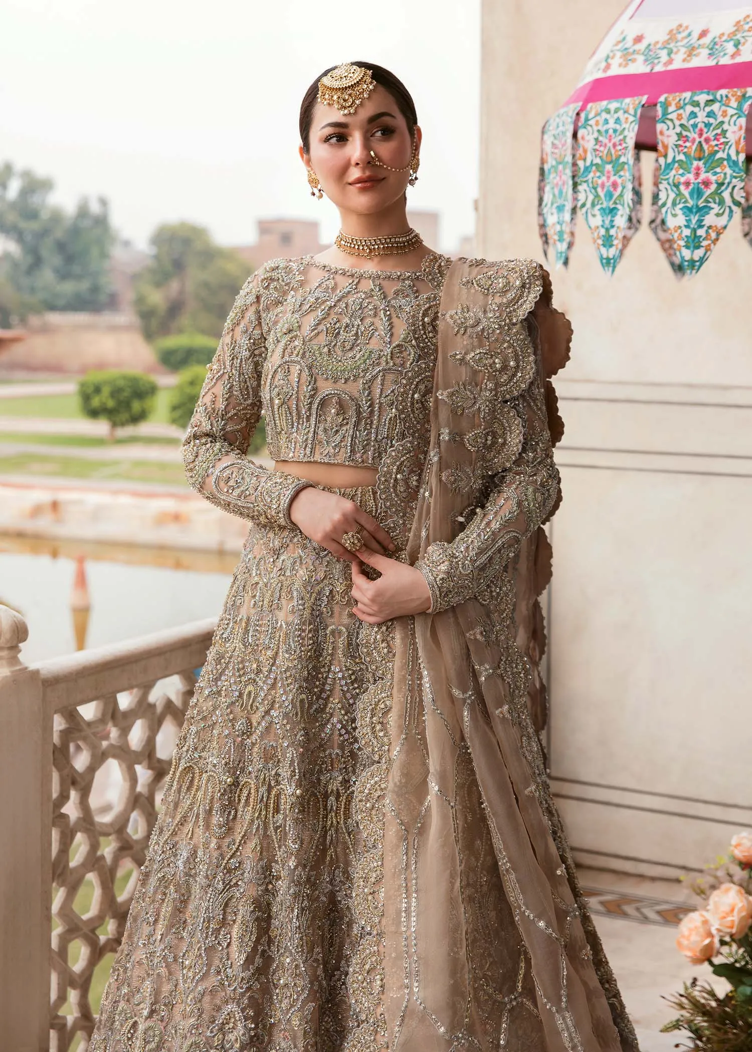 Peach Lehenga Choli Dupatta Pakistani Bridal Dress