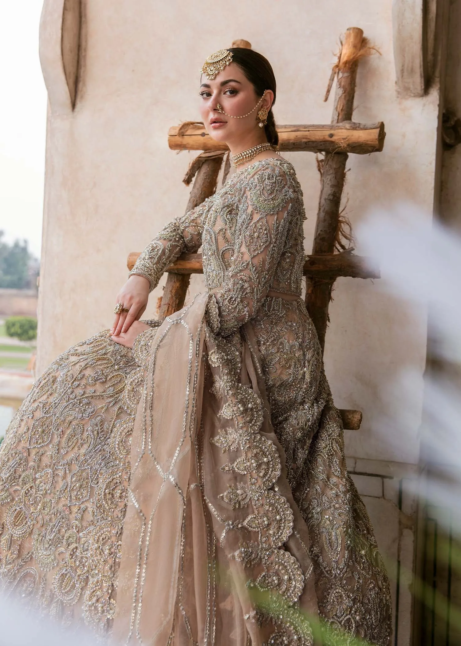 Peach Lehenga Choli Dupatta Pakistani Bridal Dress