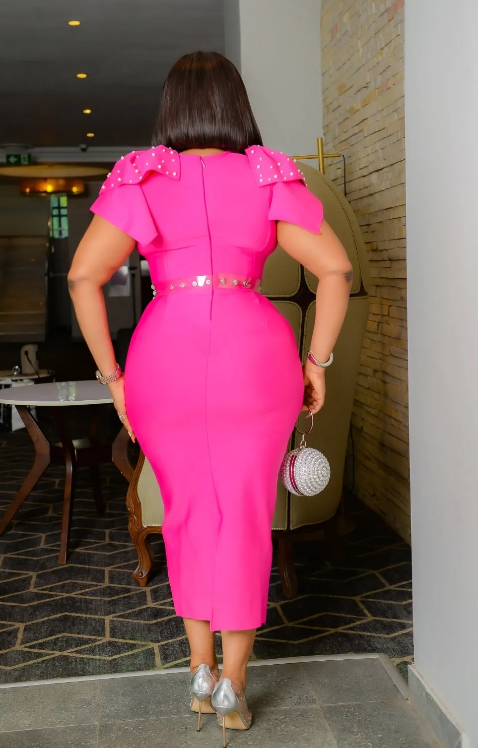 Pearl Bow Glam- Embellished Bandage Dress (NEW! 3 colors!)