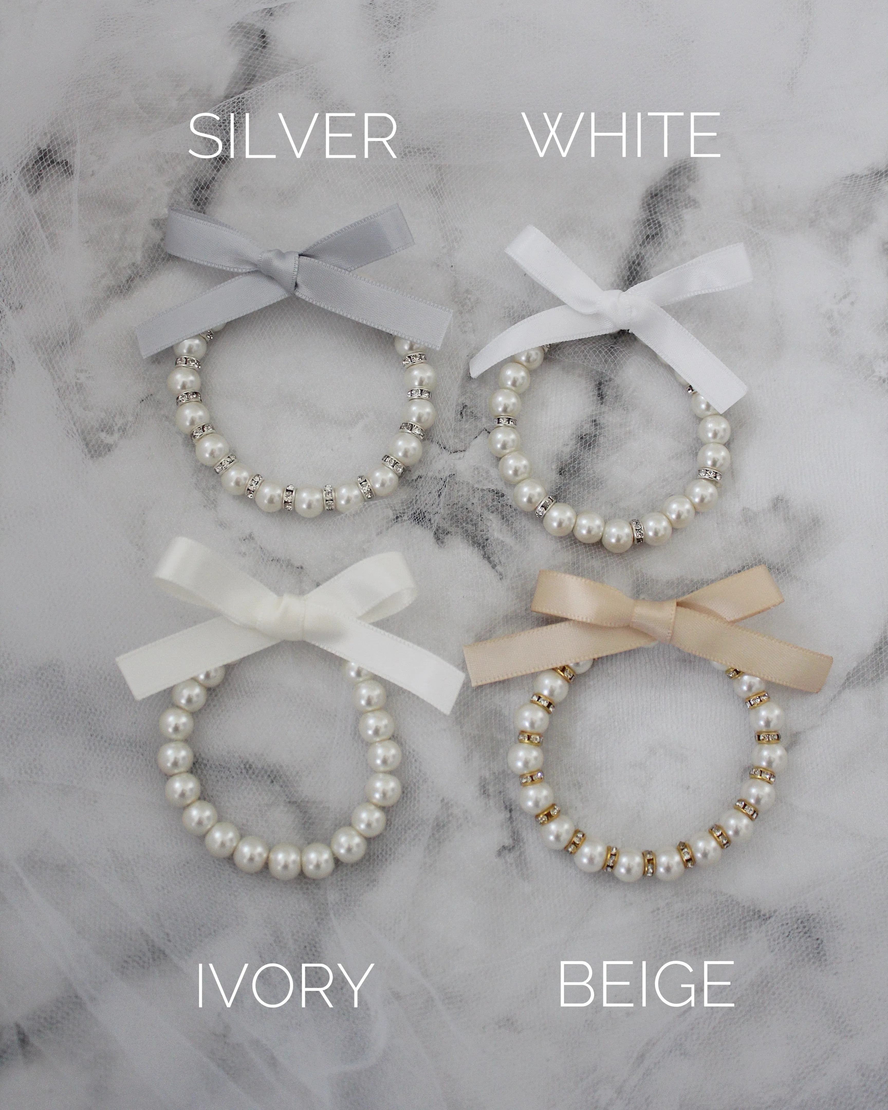 Pearls Bracelet with Satin Bow