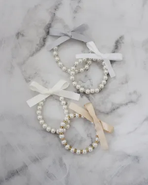 Pearls Bracelet with Satin Bow